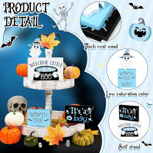 Halloween Baby Shower Table Decorations - 4 Ghosts for Boy Welcome Party