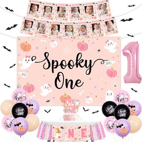 Halloween Girl 1st Birthday Decorations Balloon Banner Backdrop Cake Topper Wall Stickers