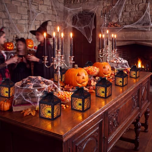 Halloween Spider Web Lantern Centerpieces - Black, 15 Pcs - Easy Assembly