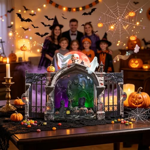 Halloween Pop Up Greeting Card with Lights and Creepy Sounds - Haunted Castle Design