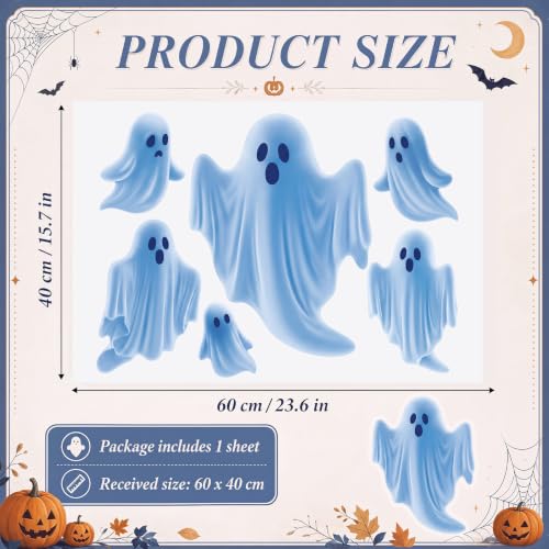 Halloween Ghost Window Clings - Spooky White Decor for Home & Office