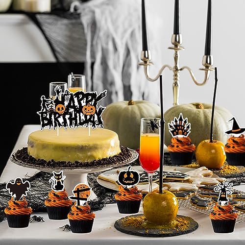 Halloween Cake Toppers 73PCS Set Horror Theme Decorations for Birthday & Party