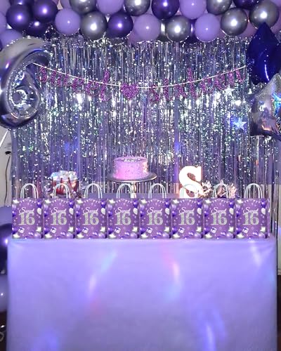 16 Pack Purple Party Favor Bags for Sweet 16 Birthday Decorations Girl - Goody & Treat Bags