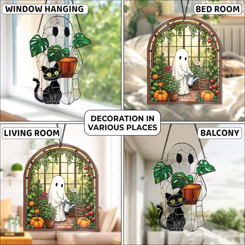 Halloween Ghost & Black Cat Suncatchers Set - Boo Variation