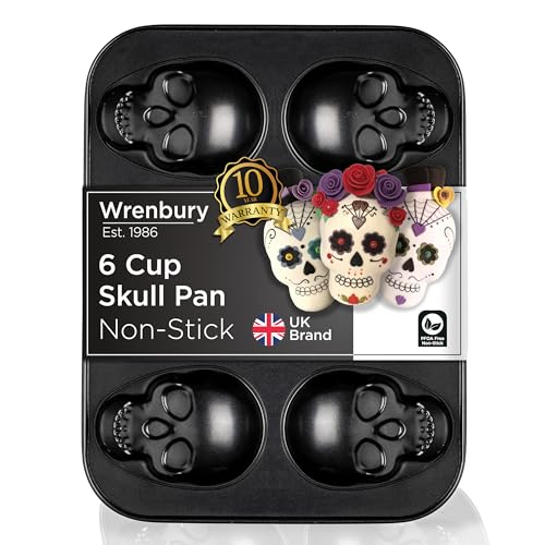 Large Skull Baking Pan - 6 Cup Non-Stick Metal Muffin & Pizza Pan