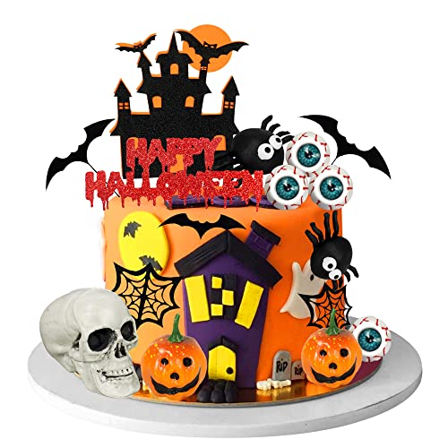 Halloween Cake Toppers Skull Eyeballs Spider Castle Decorations - Eyeballs Variant