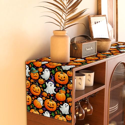 Halloween Table Runner Ghost Pumpkin Decorations for Home Decor, 13x72 Inches