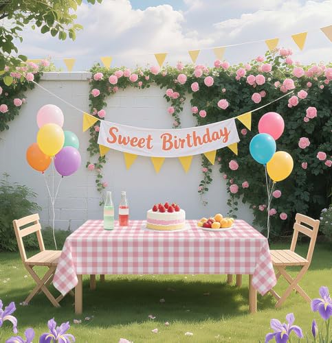 Pink Gingham Tablecloth - 6 Pack Disposable Rectangle 54 x 108 Inch Party Decor