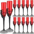 12 Pack Halloween Skeleton Hand Goblets - Black and Red Plastic Cups, 4.6 oz