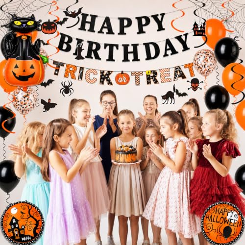 Halloween Party Decorations Set with Balloons & Banners - Happy Birthday Variation