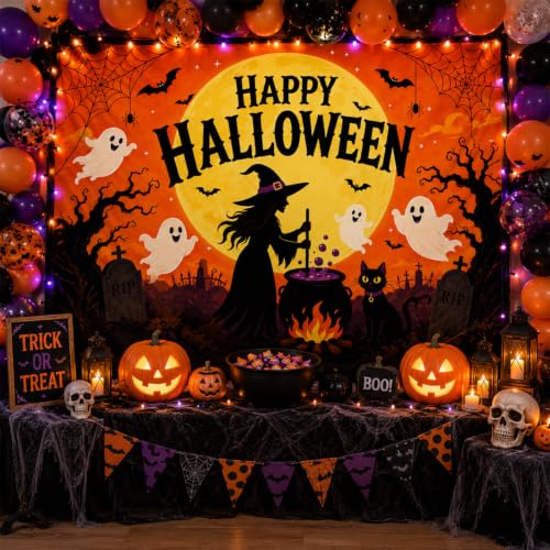 Halloween Car Trunk Decorations Kit - Witch Theme, Backdrop Banner for SUV Truck