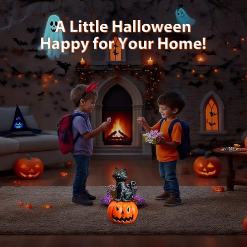 Halloween Pumpkin Cat Figurine - Cute Resin Desktop Decor, Gift - Variation of Pumpkin Cat