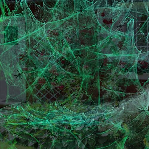Glow Spider Web Halloween Decorations 500 Sqft with 30 Fake Spiders - Variation of THIS listing