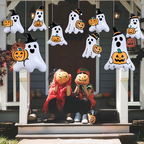 Halloween Inflatable Ghost Balloons Set - 18 Pieces for Haunted House & Yard Decor - White Variation