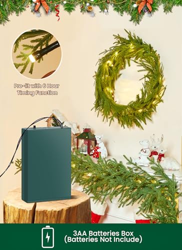 6Ft Prelit Christmas Garland with Lights - Norfolk Pine, 2 Pack, Battery Operated Variation