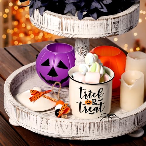 White Halloween Trick or Treat Ceramic Candy Canister - Festive Decor