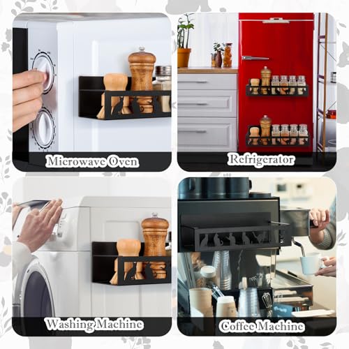 Magnetic Spice Rack for Refrigerator Black Cat - 2 Pcs Kitchen Organizer Set