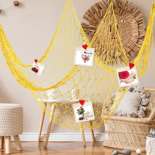 Yellow Fish Net Decoration for Mermaid Pirate Ocean Party - 2 Pieces