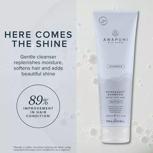 Paul Mitchell Awapuhi Wild Ginger HydraSoft Shampoo - Velvety Soft Hair for All Hair Types, Especially Dry & Frizzy