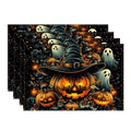 Halloween Pumpkin Placemats Set of 4 - 12x18 Inch Table Decor for Fall & Holiday