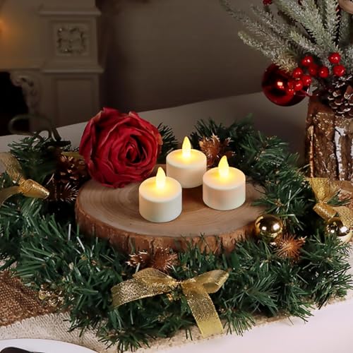 Rechargeable LED Tea Lights with Remote Control - Flickering Flameless Candles 6-Pack Yellow
