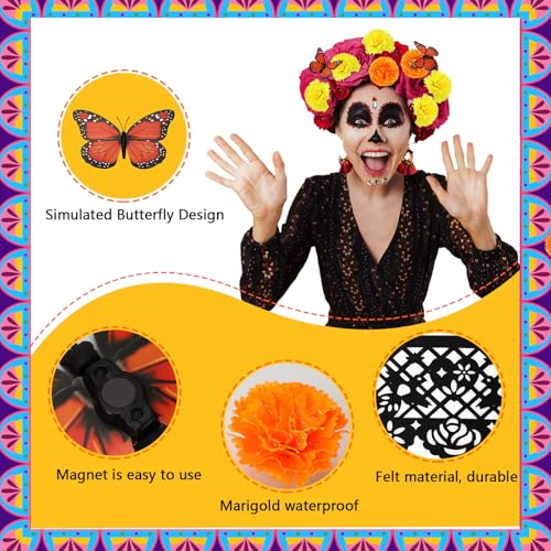 Day of the Dead Decorations Set with Marigold Garlands and Butterflies - 182 Pieces