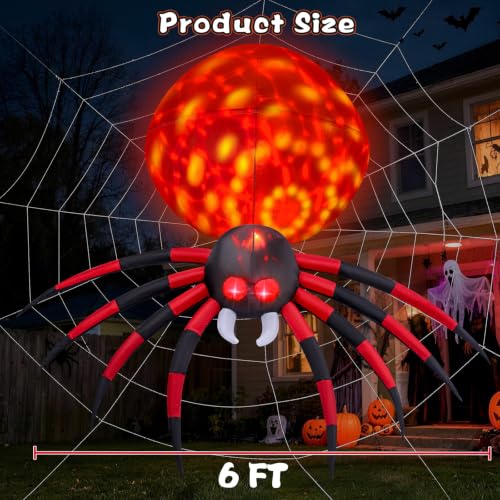 6 FT Inflatable Spider Halloween Decoration with Animated LED Lights