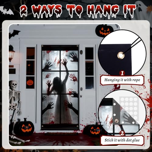 Halloween Door Cover with Creepy Zombie Hands - 79 x 35 Inch Haunted House Decor