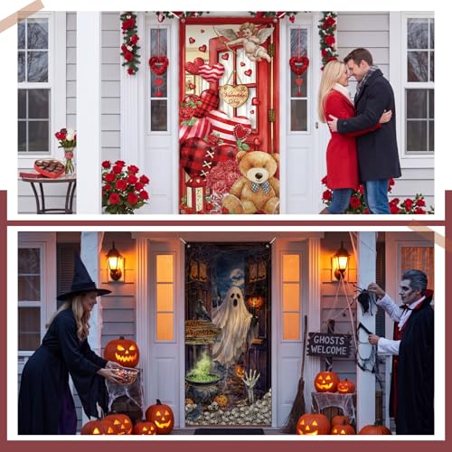 Breling Seasonal Door Cover Set - Festival Edition, 12 Pcs for Fall Halloween and Holiday Decor