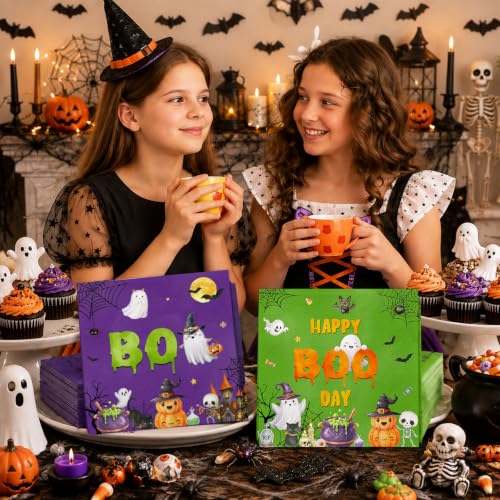 Halloween Ghost Paper Napkins - 50 Pack Cute Boo Ghost Party Decor