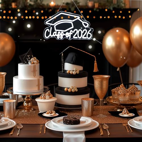 Class of 2026 Neon Sign - Graduation Wall Decor with LED Lights & Cap - USB Powered Acrylic Party Sign