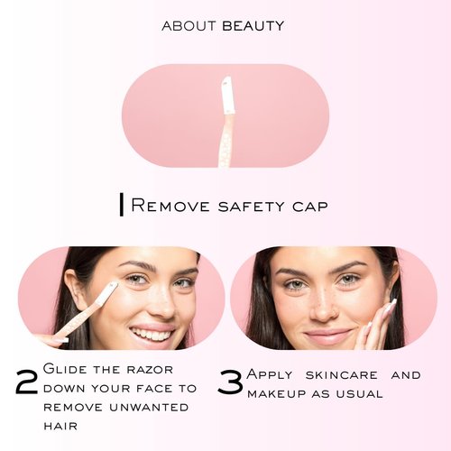 About Face Fuzz-Free Facial Razors - 18 Beauty Groomers for Hair Removal, Ideal for Shaving, Exfoliating, Dermaplaning and Brow Shaping, Japanese Steel Gently Removes Facial Hair