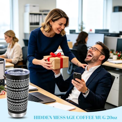 Hidden Message Coffee Mug 20oz Black & Stars - Funny Gift for Work Bestie