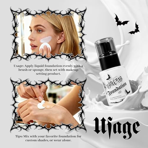 White Liquid Foundation for Halloween Cosplay Stage Makeup 30ML