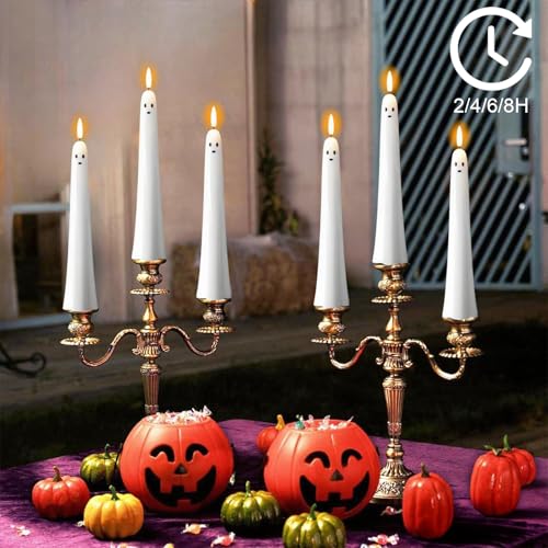 Wondise Halloween Ghost Flameless Taper Candles with Remote & Timer - 1 Ghost