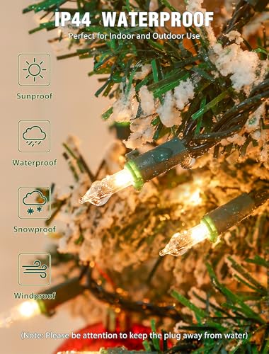 Warm White Christmas String Lights 35 LED Mini Lights with Green Wire, Connectable