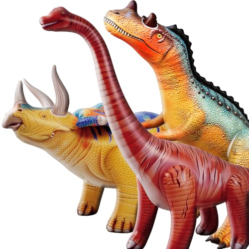 Inflatable Dinosaur Party Decorations Set - Triceratops, Ceratosaurus & Brachiosaurus for Kids Birthday