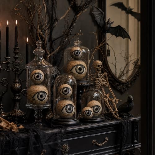 Halloween Eyeballs Orbs Set - 8 Realistic Scary Decorative Balls in 3 Sizes