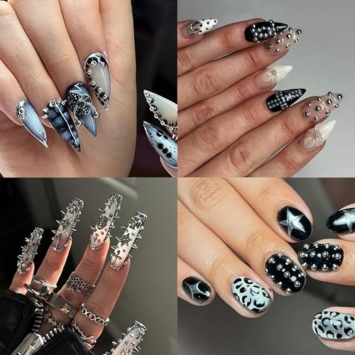 Silver Punk Bullet Rivet Nail Charms 12-Grid 3D Alloy Nail Art Decorations