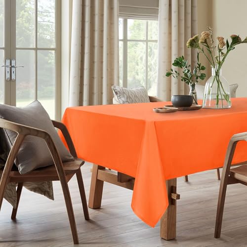 Rectangular Halloween Tablecloth Waterproof Stain-Resistant 54 x 80 Inch Pumpkin Orange