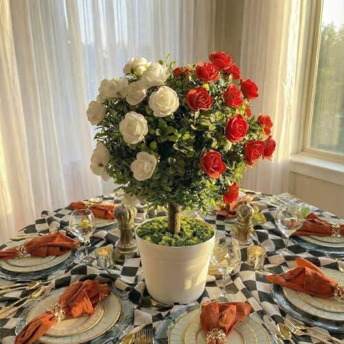 Wonderland Tea Party Rose & Topiary Tree Centerpiece - Artificial Garden Decor - 16 Inch - Variation of THIS listing