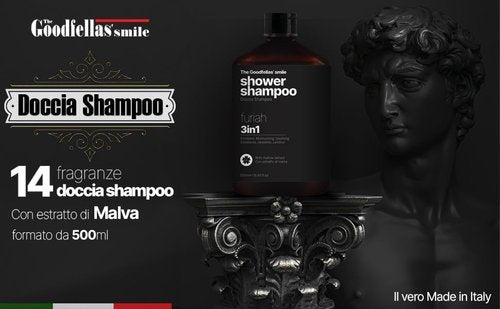 Goodfellas' Smile FURIAH 3-in-1 Shower Shampoo - Bold Leather & Wood Scent | Hydrating Body Wash & Hair Cleanser