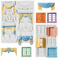 Window Silicone Mold Curtain Fondant Molds Set of 2 - Style D