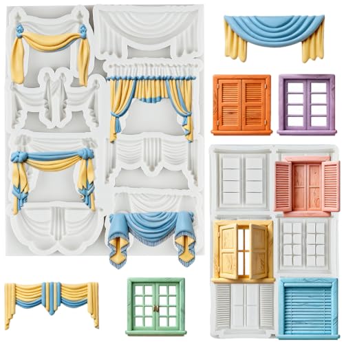 Window Silicone Mold Curtain Fondant Molds Set of 2 - Style D
