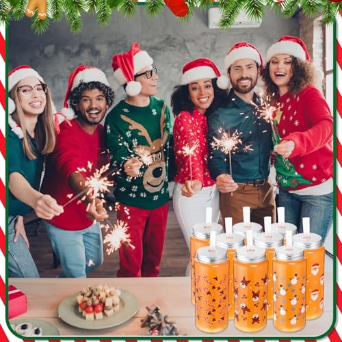 Christmas Plastic Cups with Lids & Straws - 13.5 oz, 30-Pack