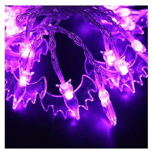 Halloween Bat LED String Lights 10ft Battery Powered Purple Decor