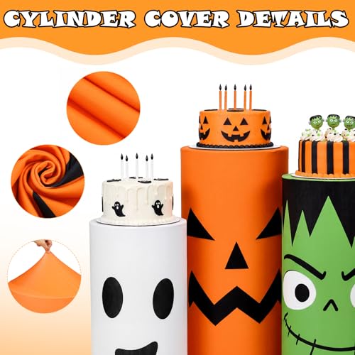 Halloween Cylinder Cover Wraps Set - White, Orange & Green - 3 Sizes - Halloween Party Decor