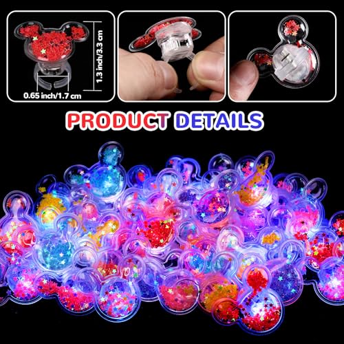 50Pcs Mouse Light Up Rings Halloween Party Favors for Kids - Mi-rings-di