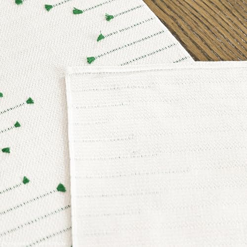 Dark Green Boho Table Runner 12x108 Inch for Farmhouse & Holiday Decor