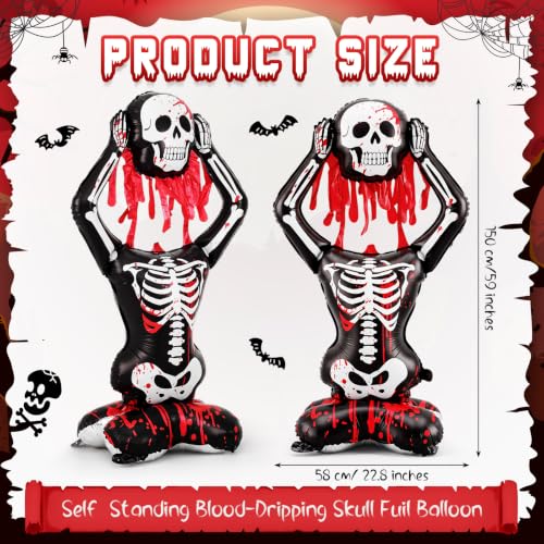 Blood-Dripping Skull Balloon - Halloween Skeleton Standee for Trunk & Yard Decor